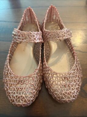 Mini Melissa Rose Gold Glitter Jelly Mary Jane Shoes